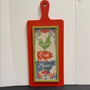 Red Farmhouse Wall Art with Animal Design Chicken Pig Cow chicken wire
